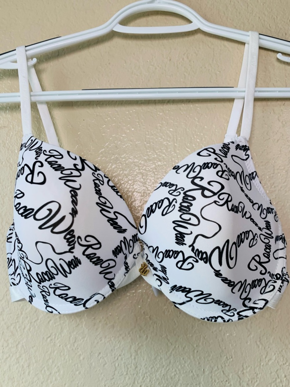 ROCAWEAR Underwire Lightly Lined Allover Print Black White Bra Size 36C